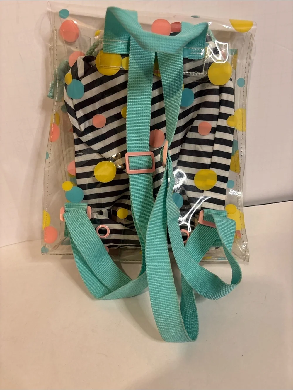 Disney Clear Polka Dot Bag with Snow White Stripe Pouch - Yellow, Blue, Pink